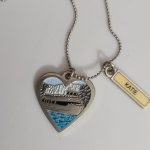 Niagara Falls maid of the mist necklace stainless Name Katie can remove charm
